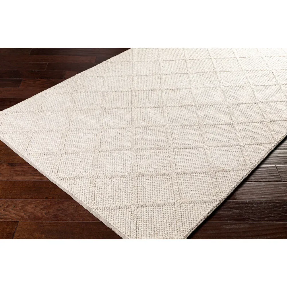 Paulette Diamond Handwoven Rug - Ivory, Wool