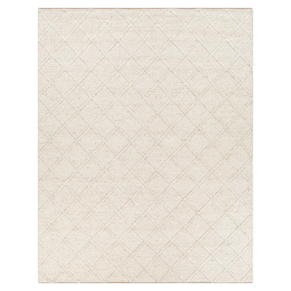 Paulette Diamond Handwoven Rug - Ivory, Wool