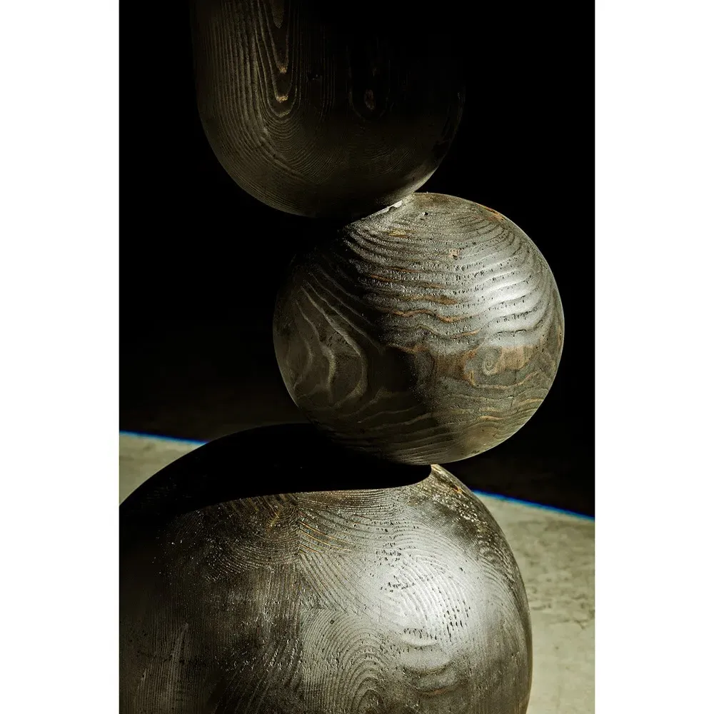 Paulette Round Dining Table - Black, Reclaimed Wood