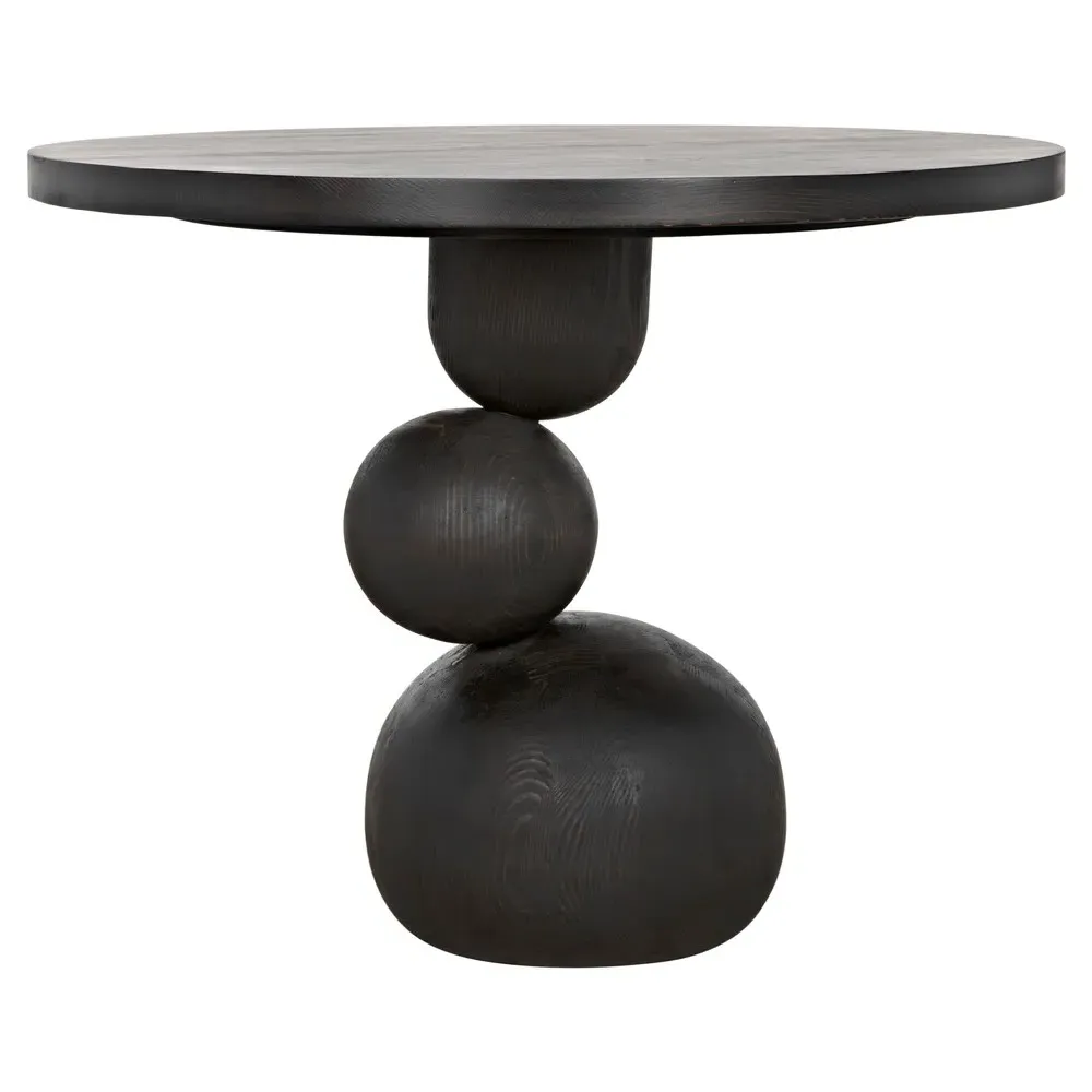 Paulette Round Dining Table - Black, Reclaimed Wood image
