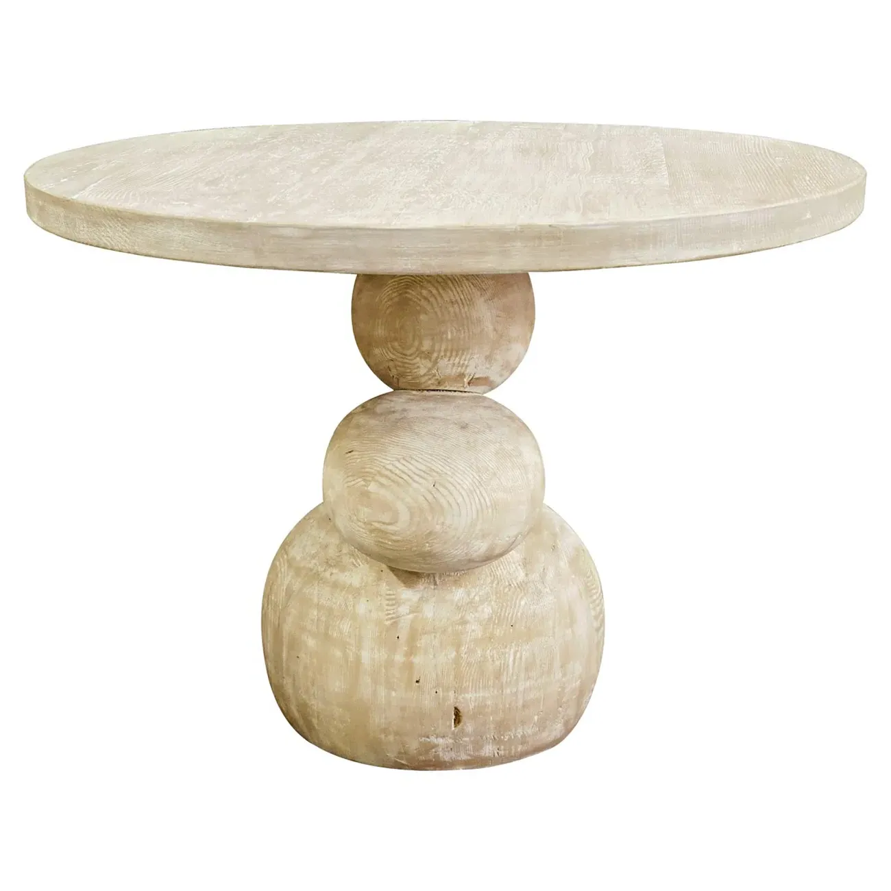 Paulette Round Dining Table - Grey Washed, Reclaimed Wood