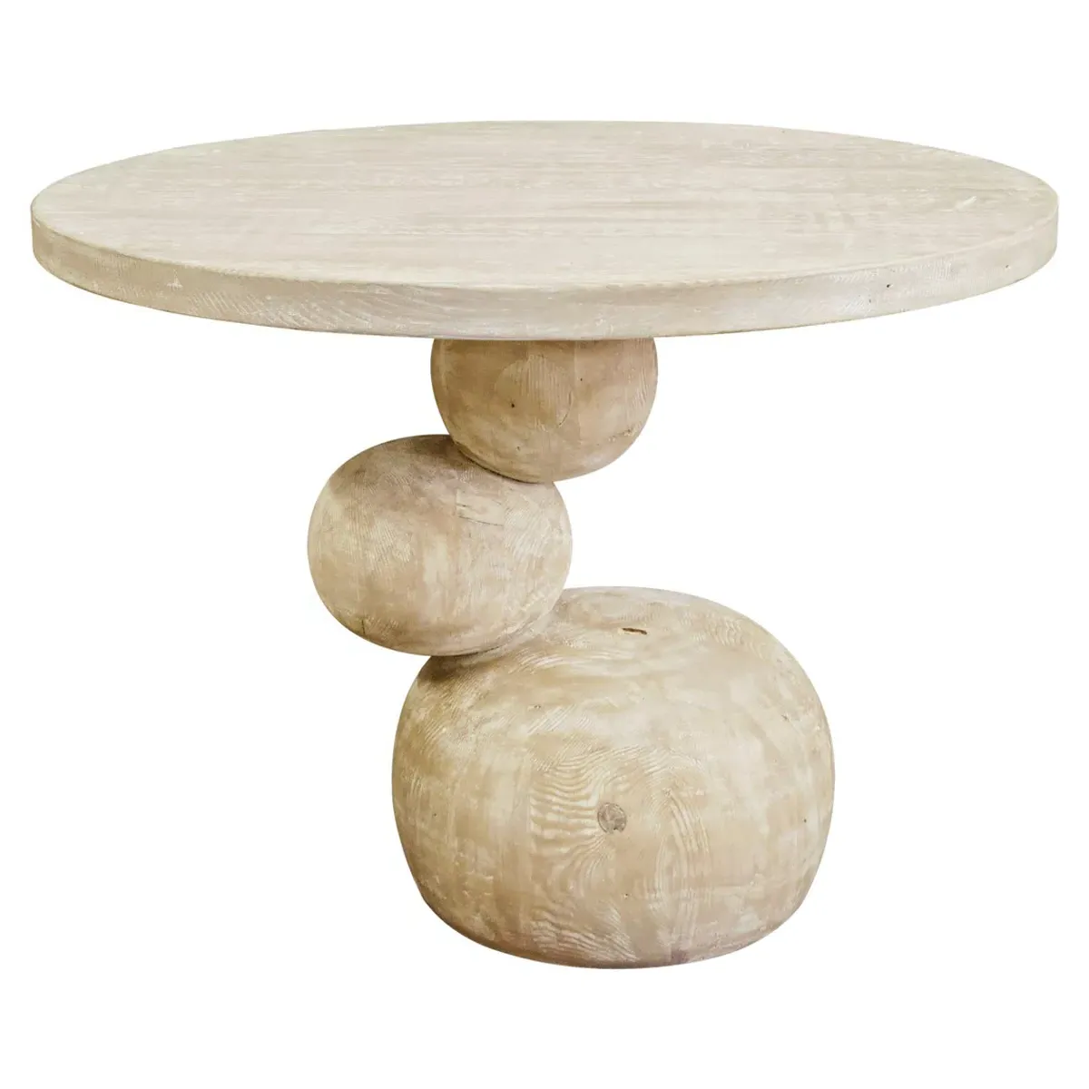 Paulette Round Dining Table - Grey Washed, Reclaimed Wood