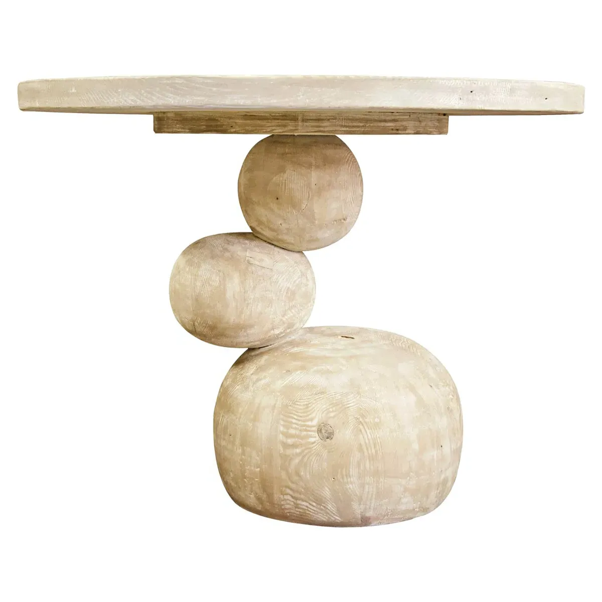 Paulette Round Dining Table - Grey Washed, Reclaimed Wood