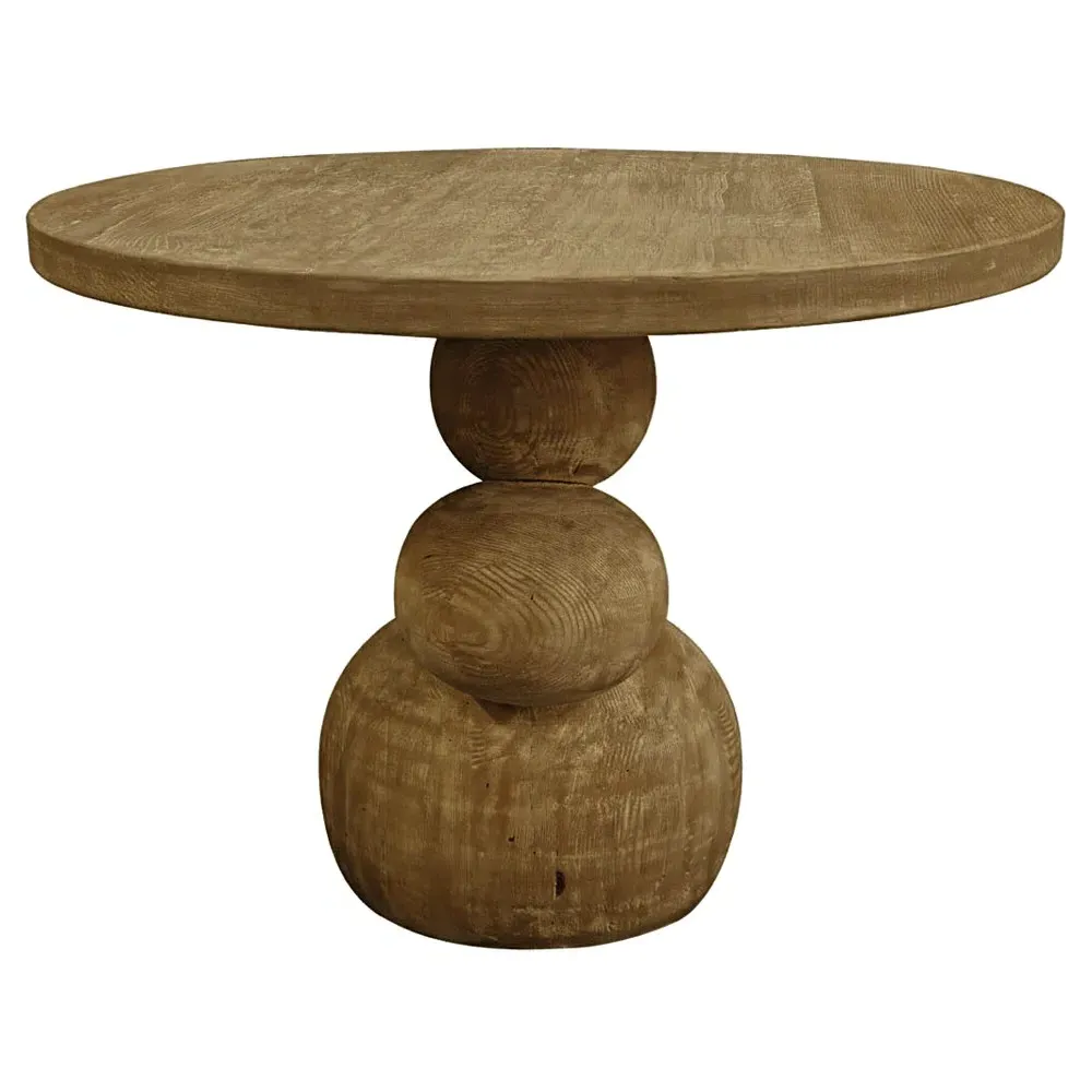 Paulette Round Dining Table - Light Brown, Reclaimed Wood