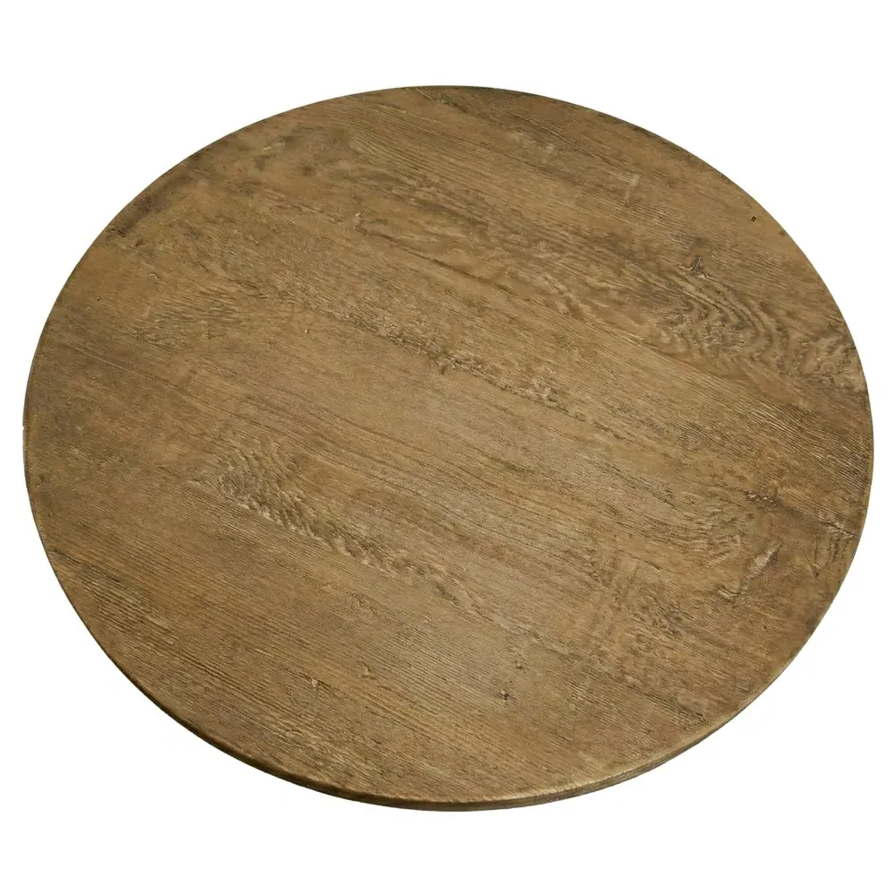 Paulette Round Dining Table - Light Brown, Reclaimed Wood