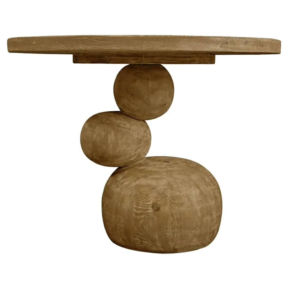 Paulette Round Dining Table - Light Brown, Reclaimed Wood