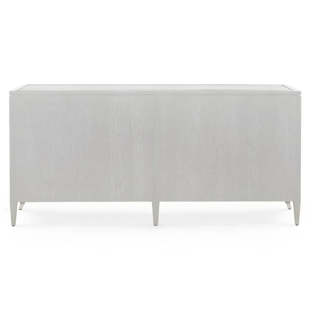 Paulina 12 Drawer Dresser with Nickel Pulls - Soft Grey, Oak