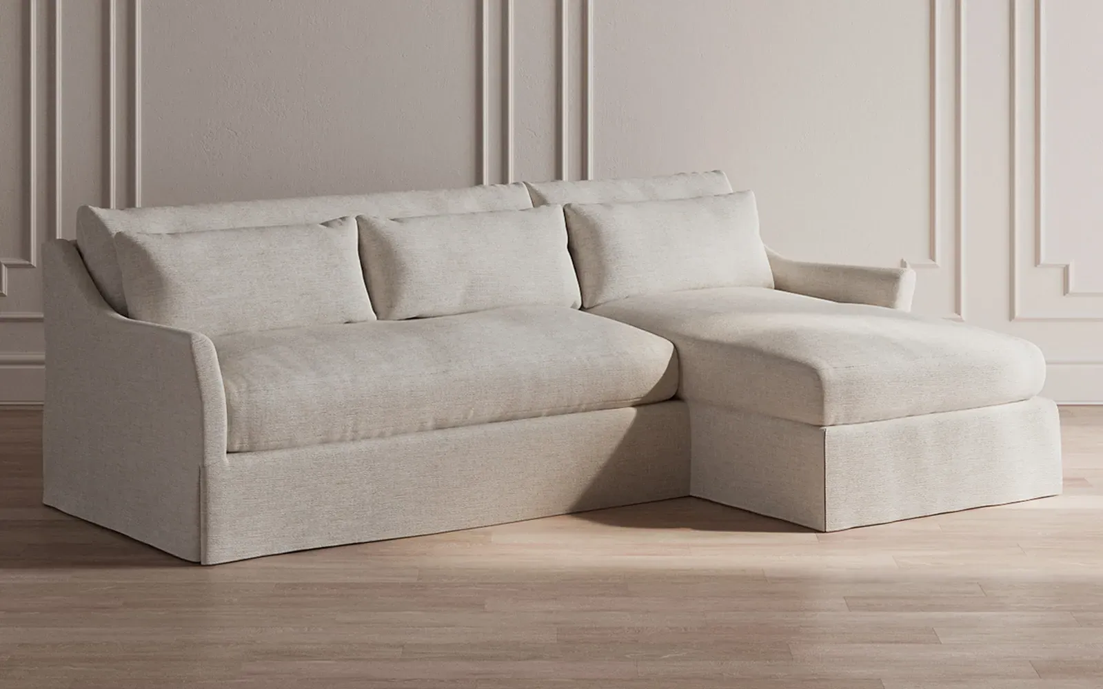 Pauline Left Chaise Sectional Sofa - Dove