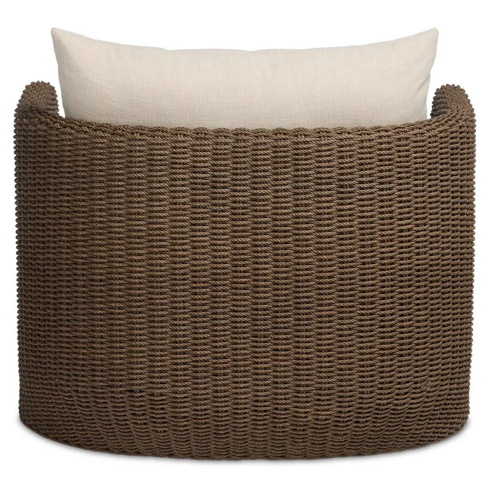 Pavel Outdoor Swivel Chair - Dark Brown, Woven Polyethylene