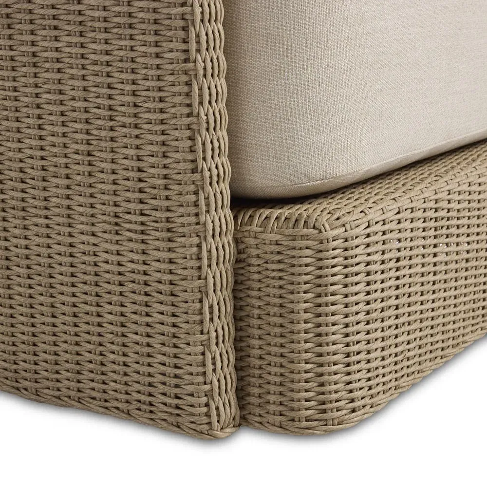 Pavel Outdoor Swivel Chair - Vintage White, Woven Polyethylene