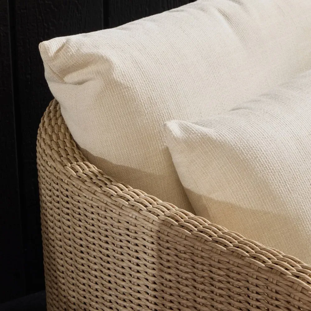 Pavel Outdoor Swivel Chair - Vintage White, Woven Polyethylene