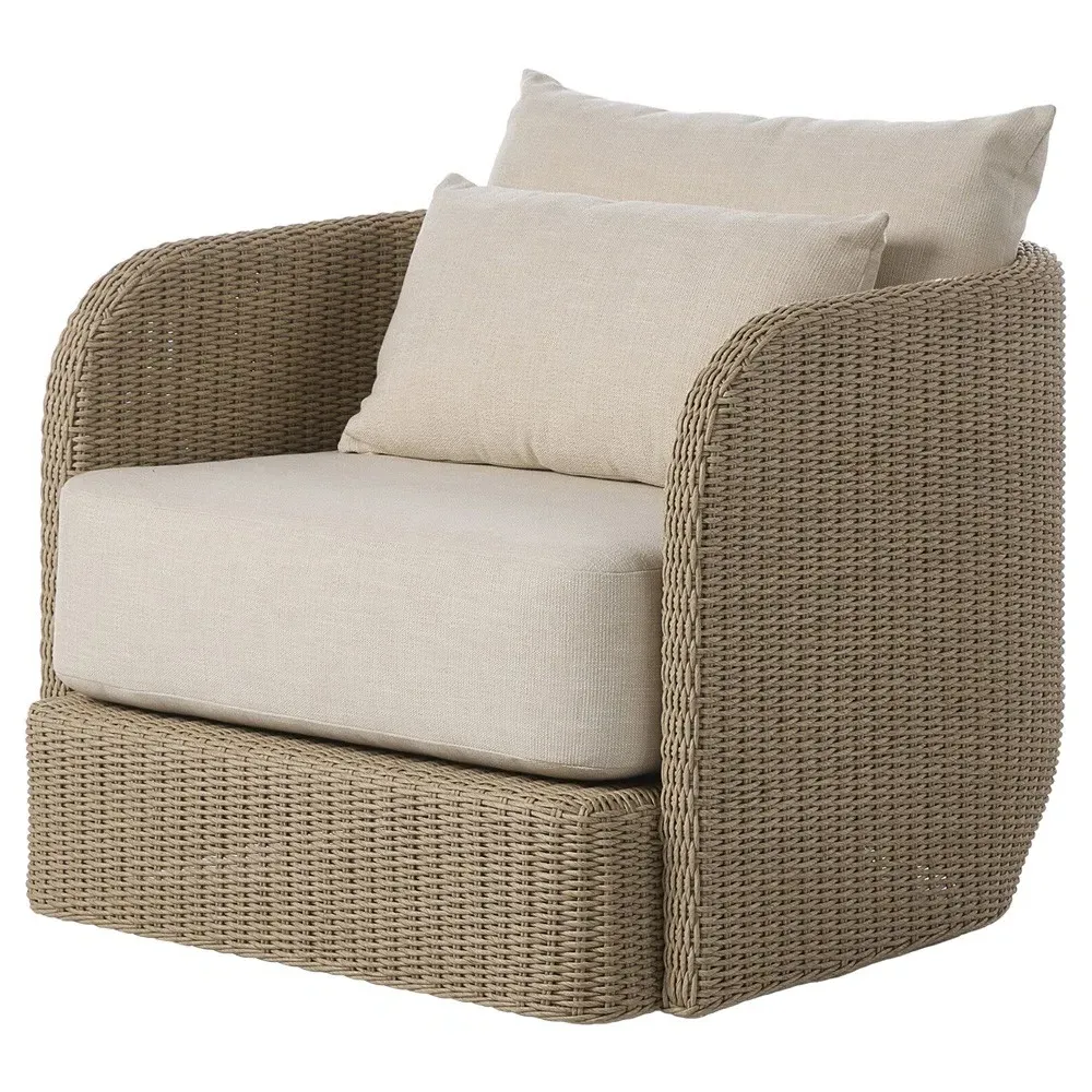 Pavel Outdoor Swivel Chair - Vintage White, Woven Polyethylene image