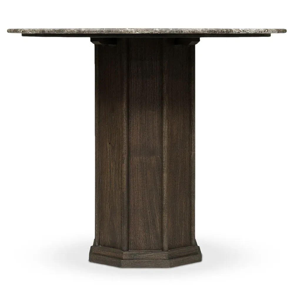 Pavlo Round Bistro Table - Brown, Marble