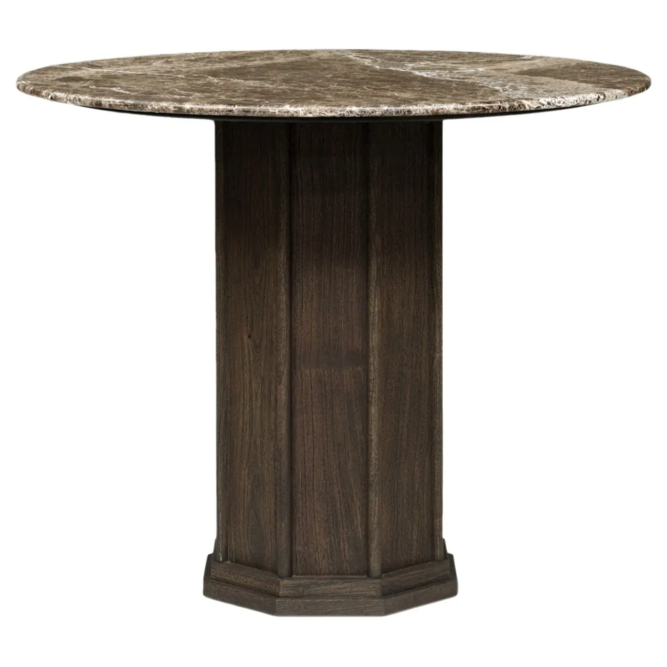 Pavlo Round Bistro Table - Brown, Marble