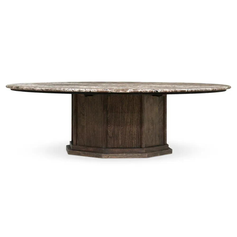 Pavlo Round Coffee Table - Brown, Marble