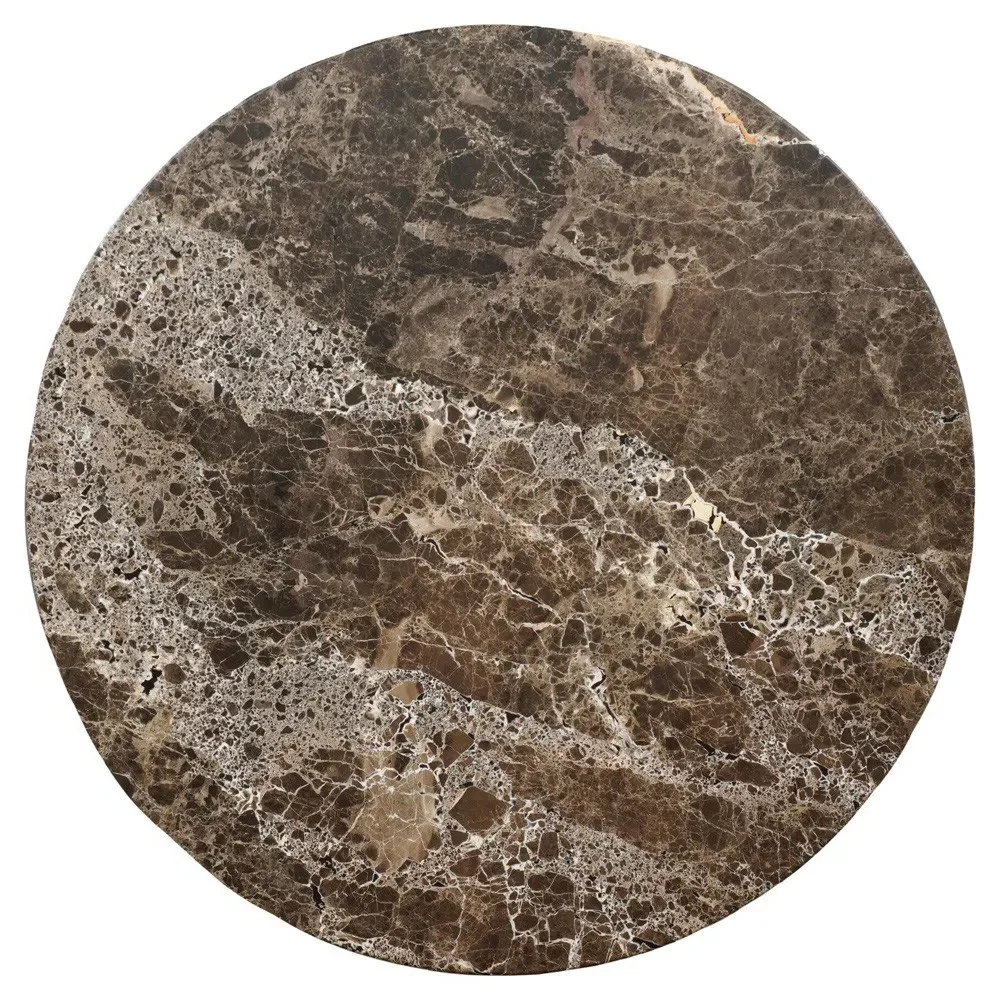 Pavlo Round Coffee Table - Brown, Marble