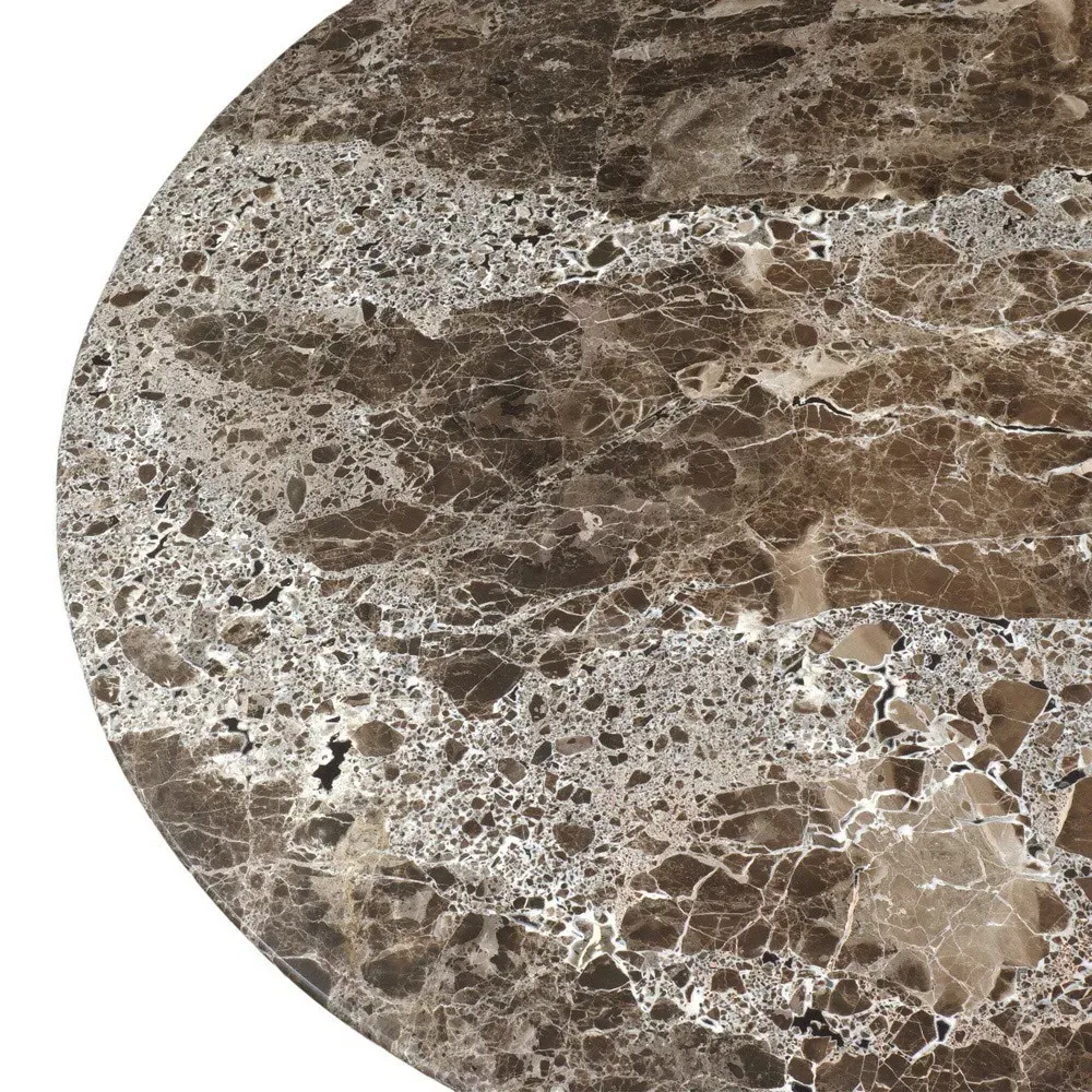 Pavlo Round Coffee Table - Brown, Marble