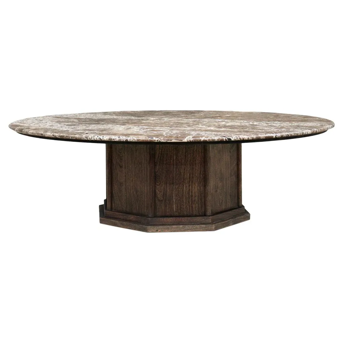 Pavlo Round Coffee Table - Brown, Marble