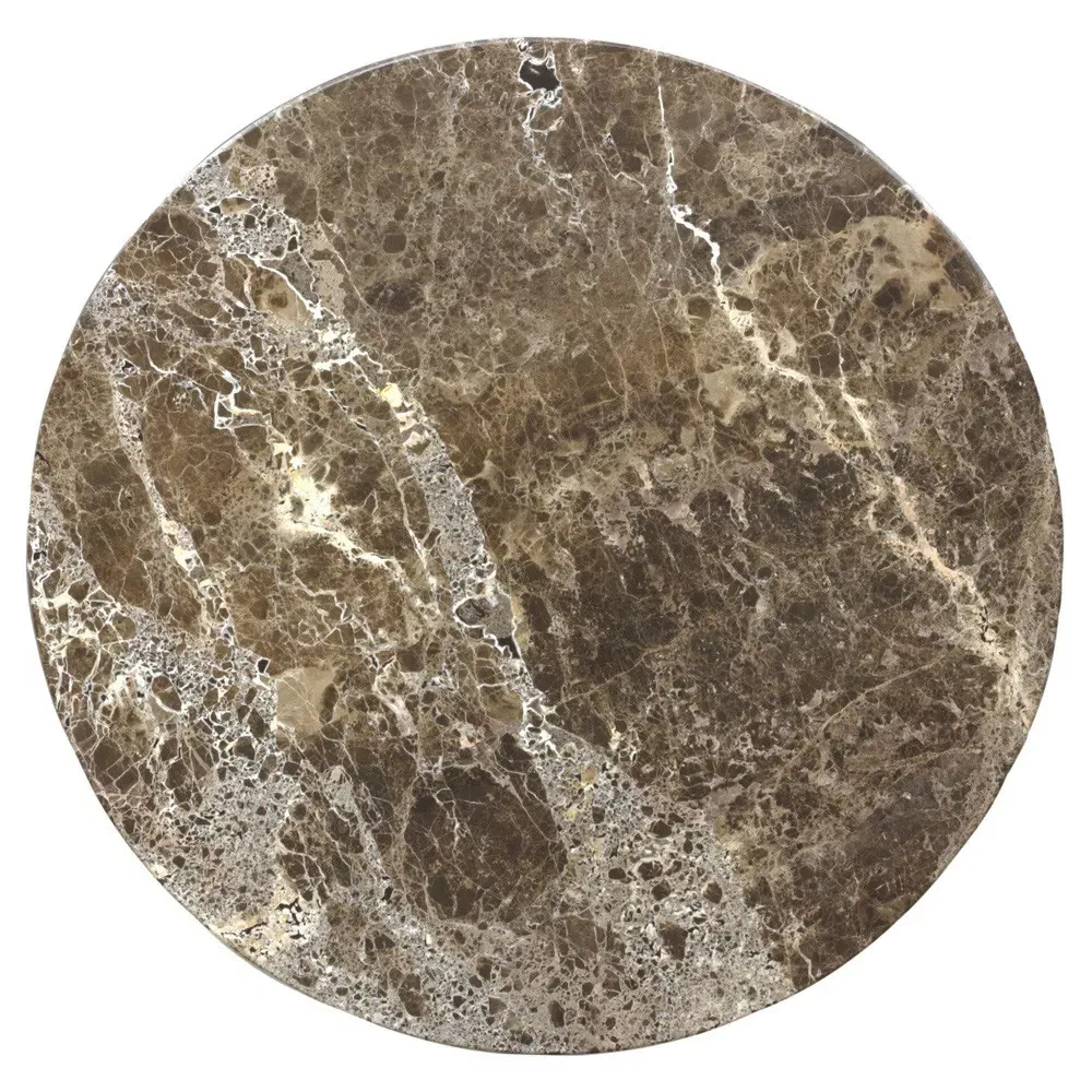 Pavlo Round Dining Table - Brown, Marble