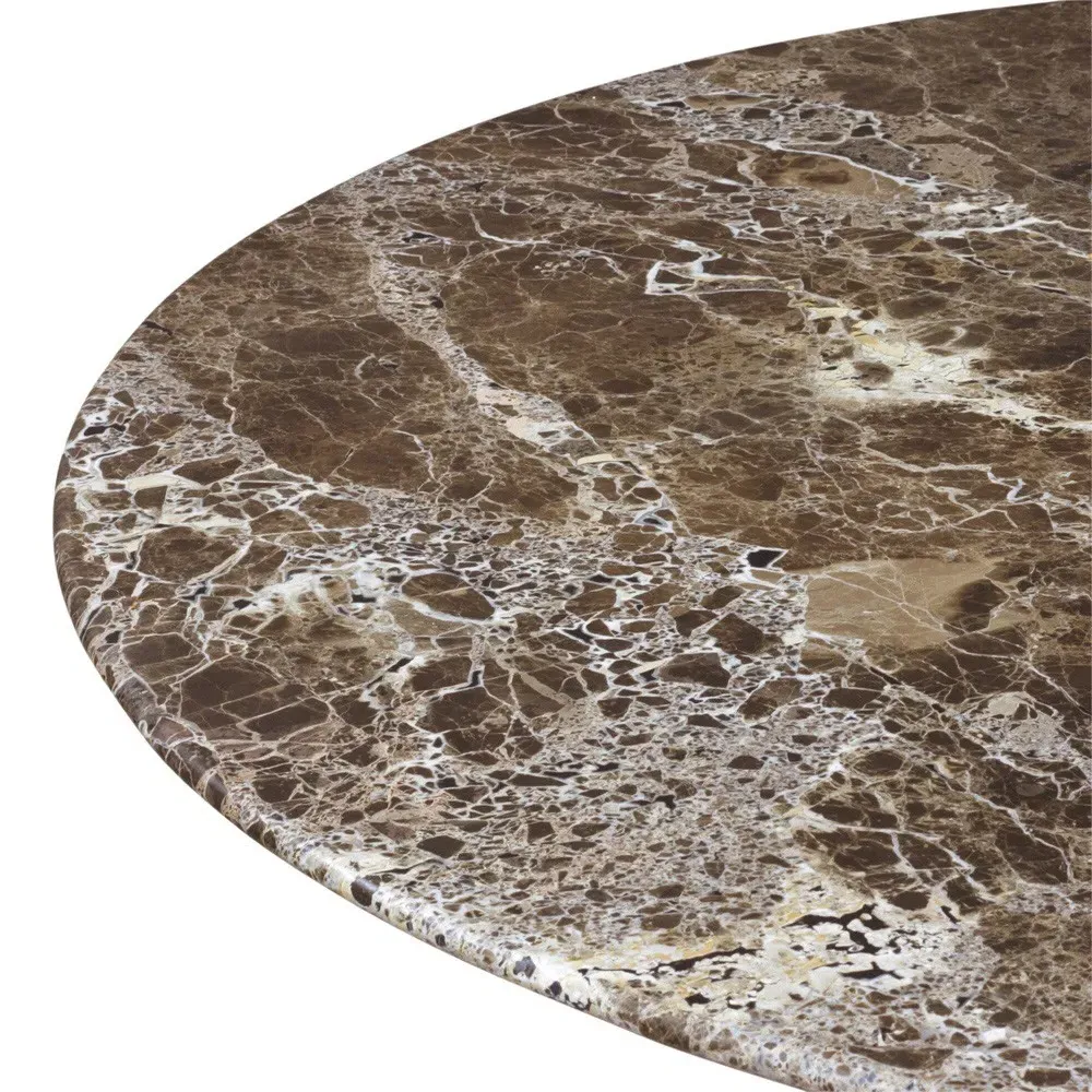 Pavlo Round Dining Table - Brown, Marble