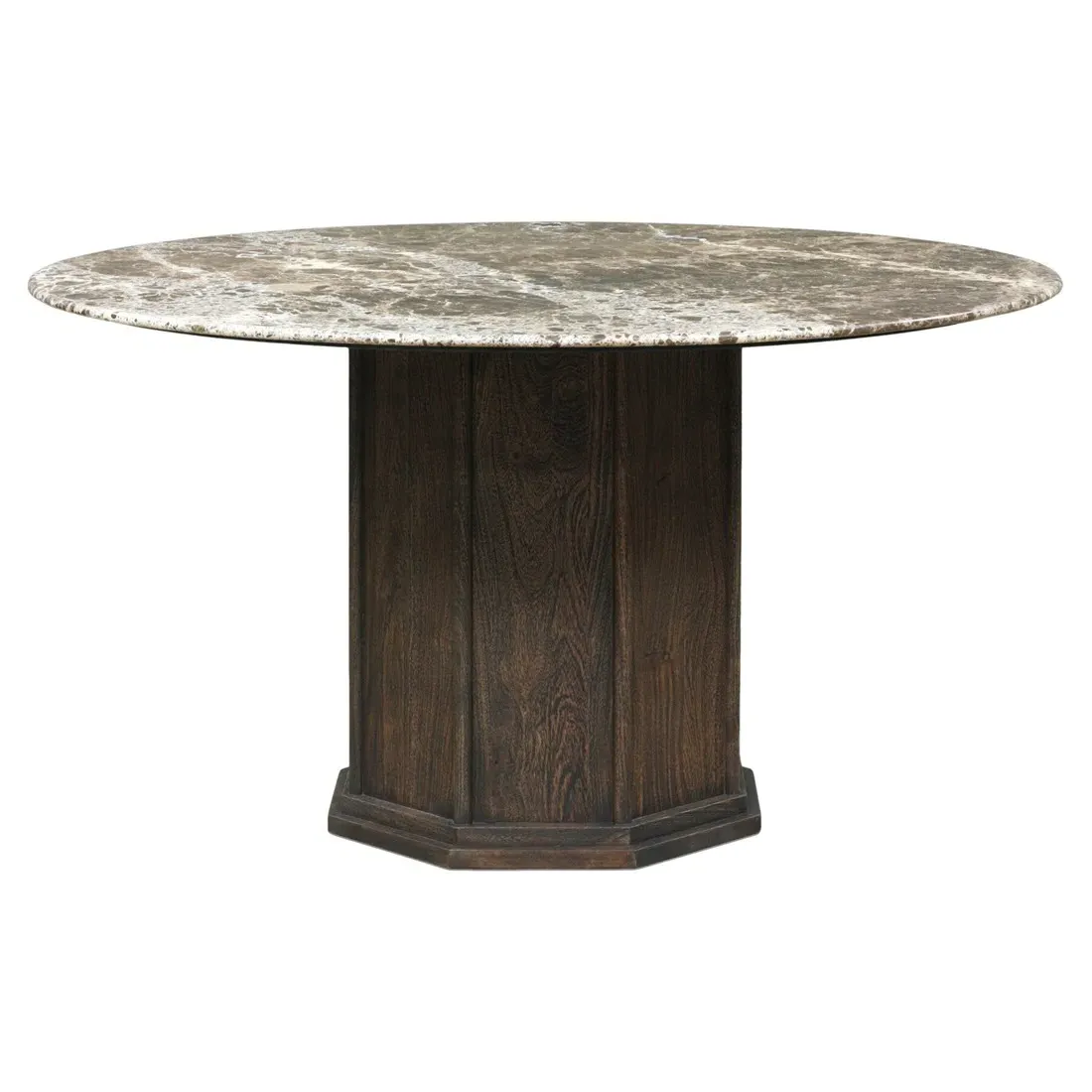Pavlo Round Dining Table - Brown, Marble