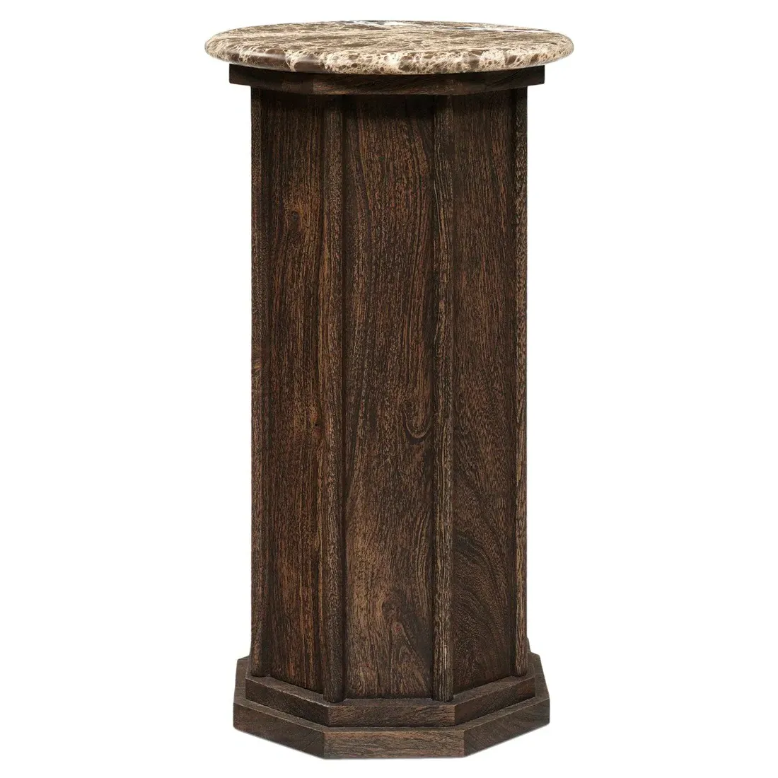 Pavlo Round Drink Table - Brown, Marble image