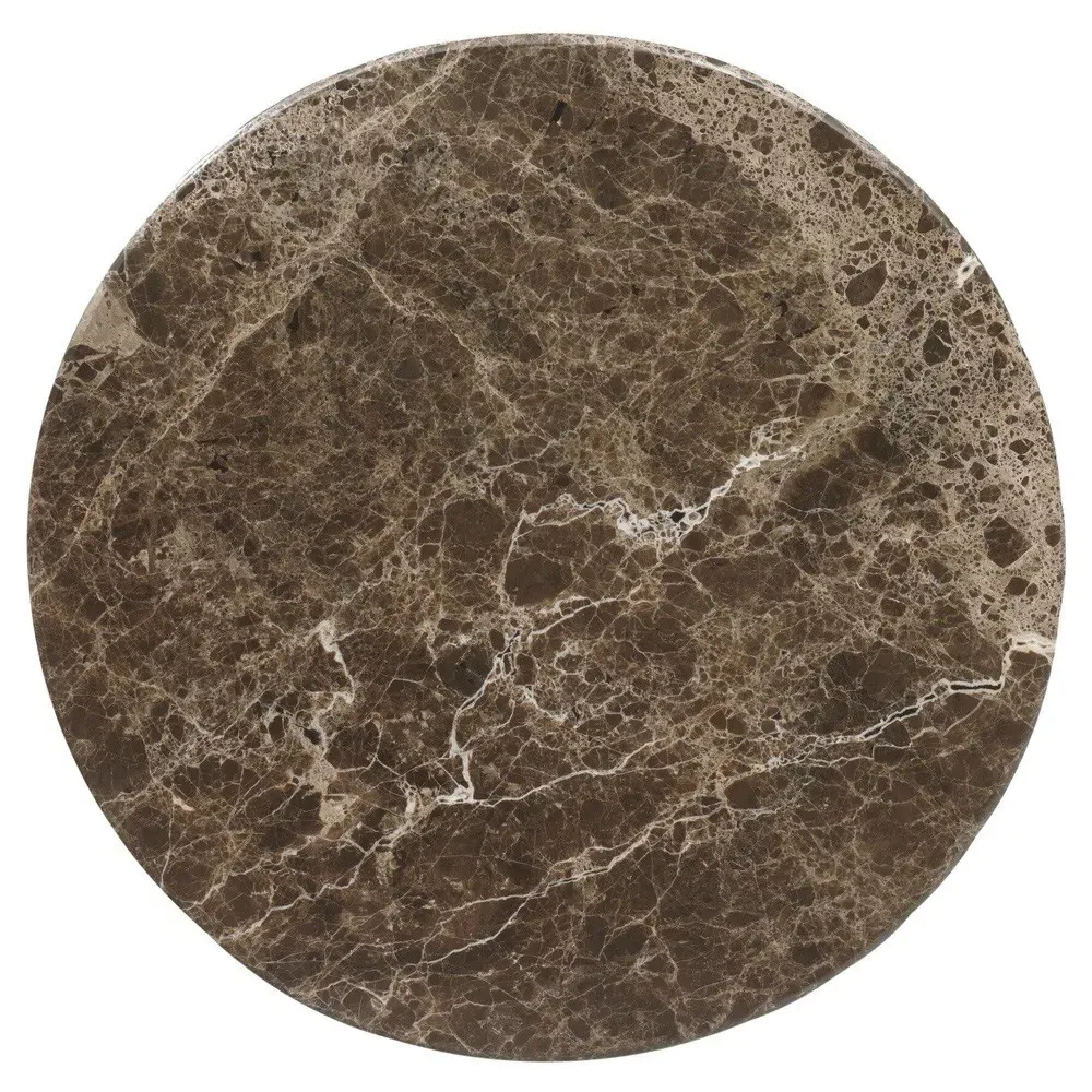 Pavlo Round Storage End Table - Brown, Marble