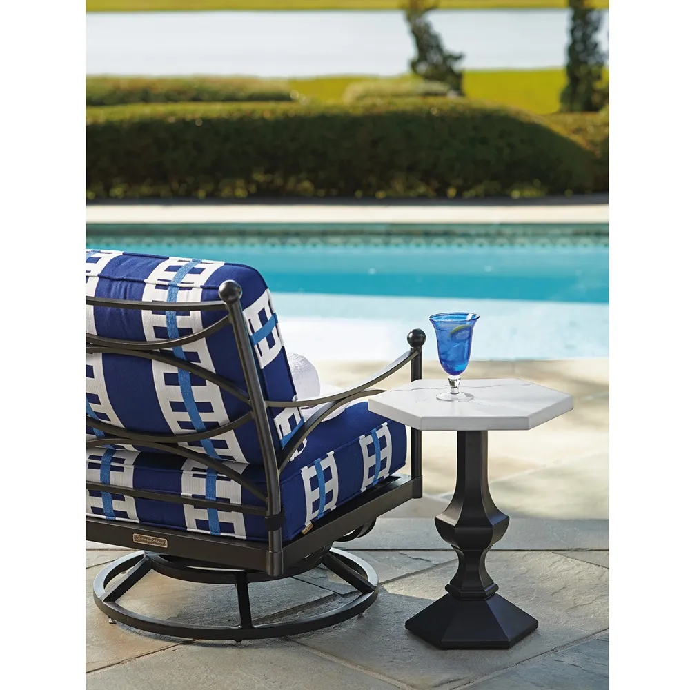 Pavlova Hexagonal Outdoor Side Table - Ivory, Stone