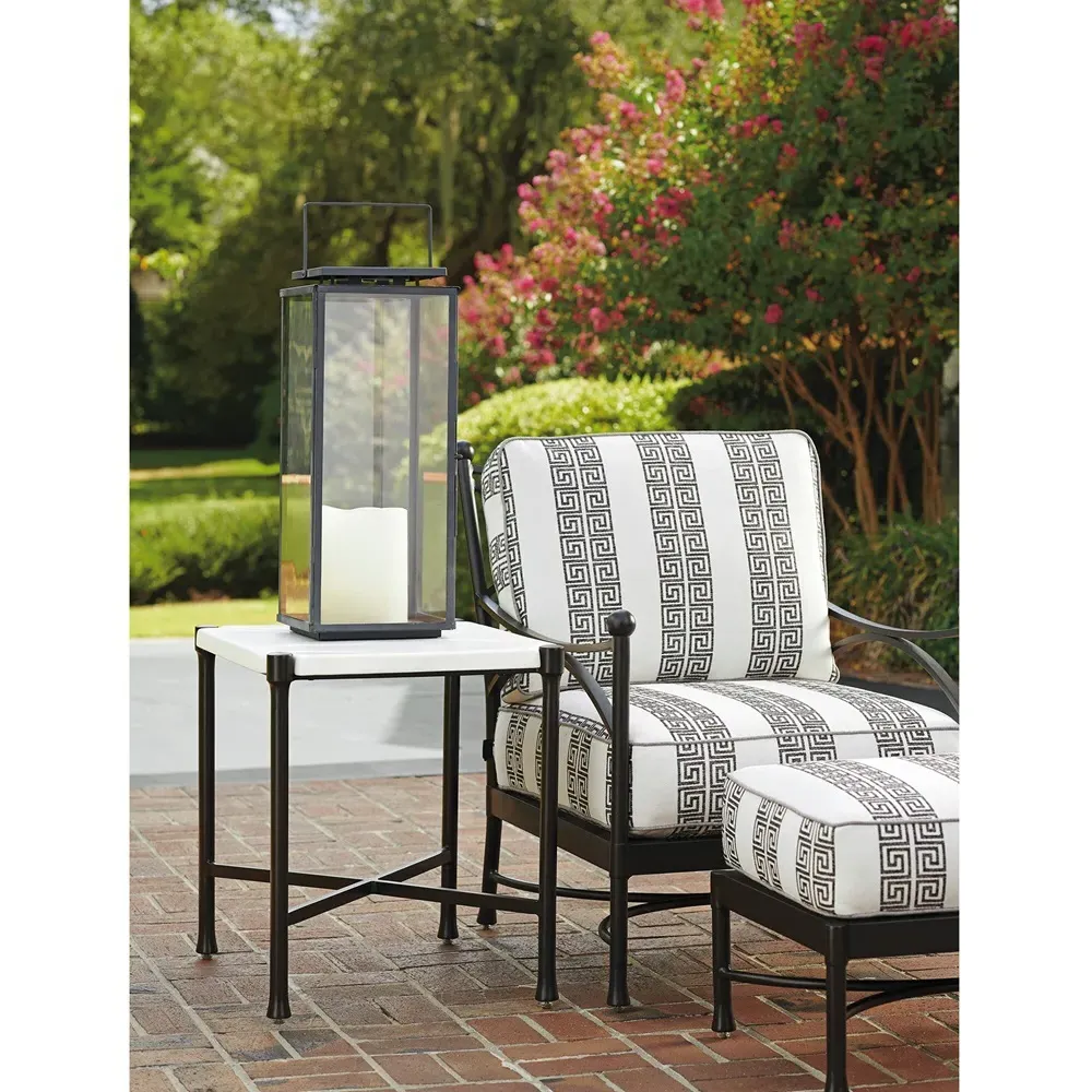 Pavlova Rectangular Outdoor End Table - Ivory, Stone