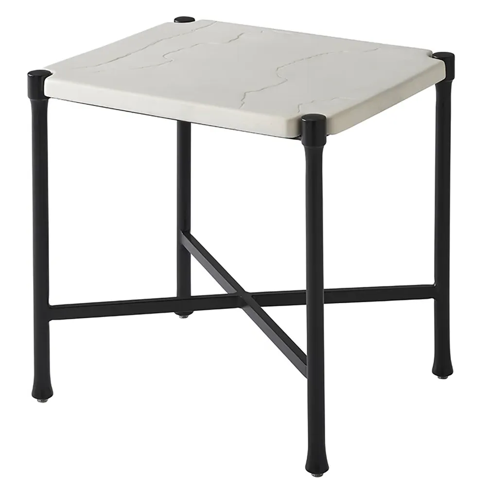 Pavlova Rectangular Outdoor End Table - Ivory, Stone image