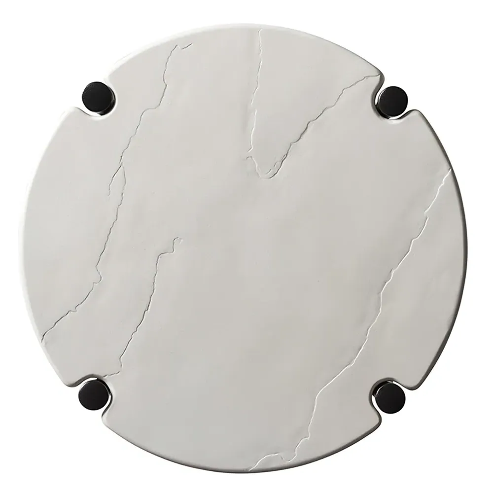 Pavlova Round Outdoor End Table - Ivory, Stone