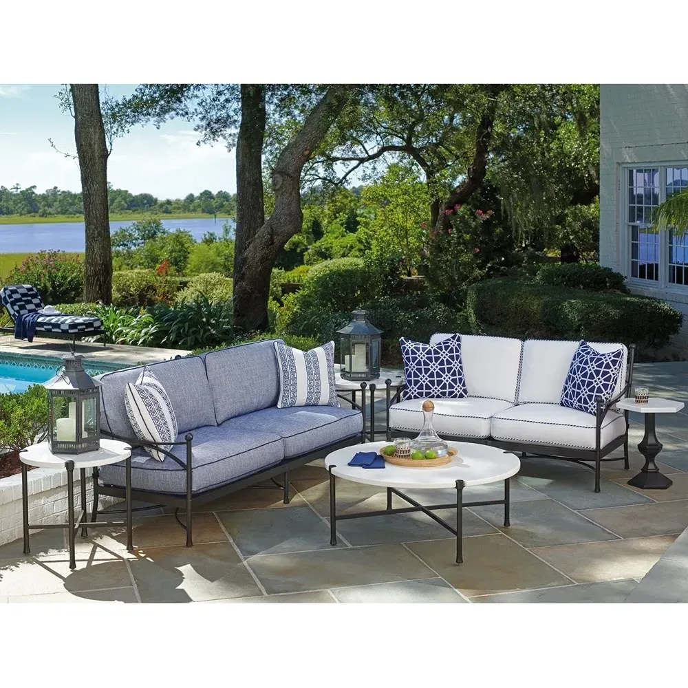 Pavlova Round Outdoor End Table - Ivory, Stone