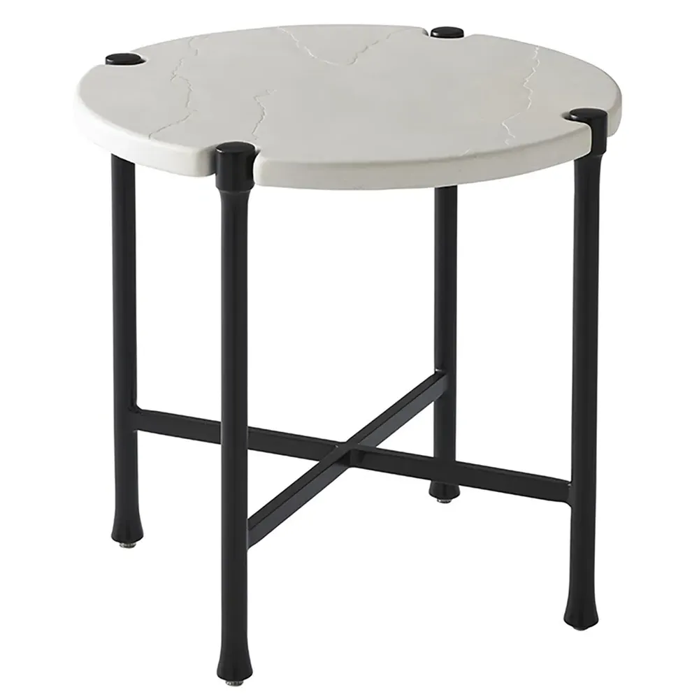 Pavlova Round Outdoor End Table - Ivory, Stone