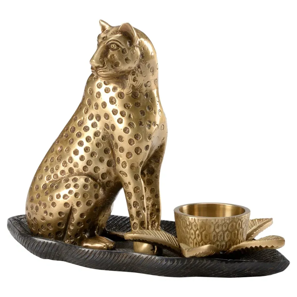 Paxton Leopard Votive Candleholder - Gold, Brass image