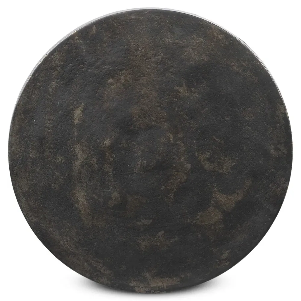 Paz Pedestal Outdoor End Table - Distressed Bronze, Aluminum