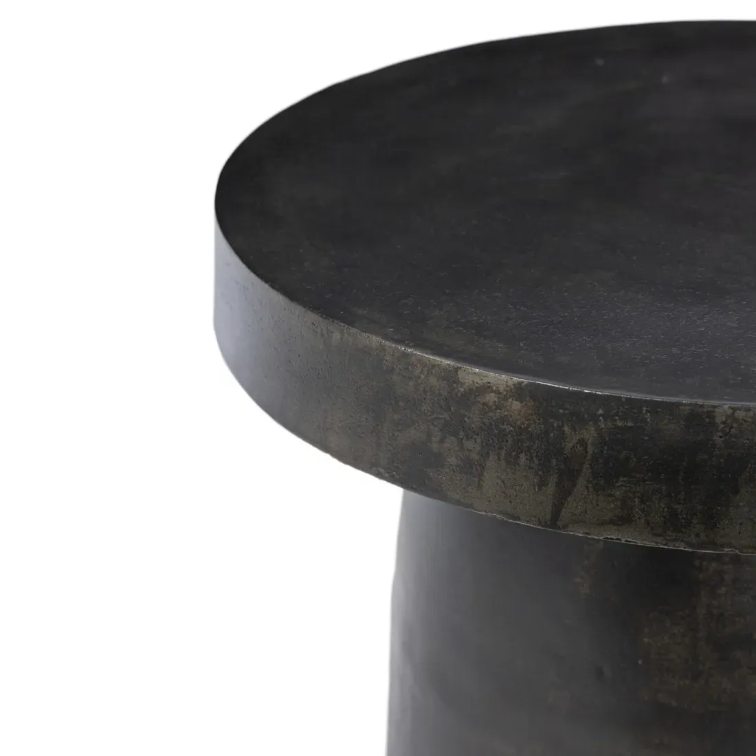 Paz Pedestal Outdoor End Table - Distressed Bronze, Aluminum