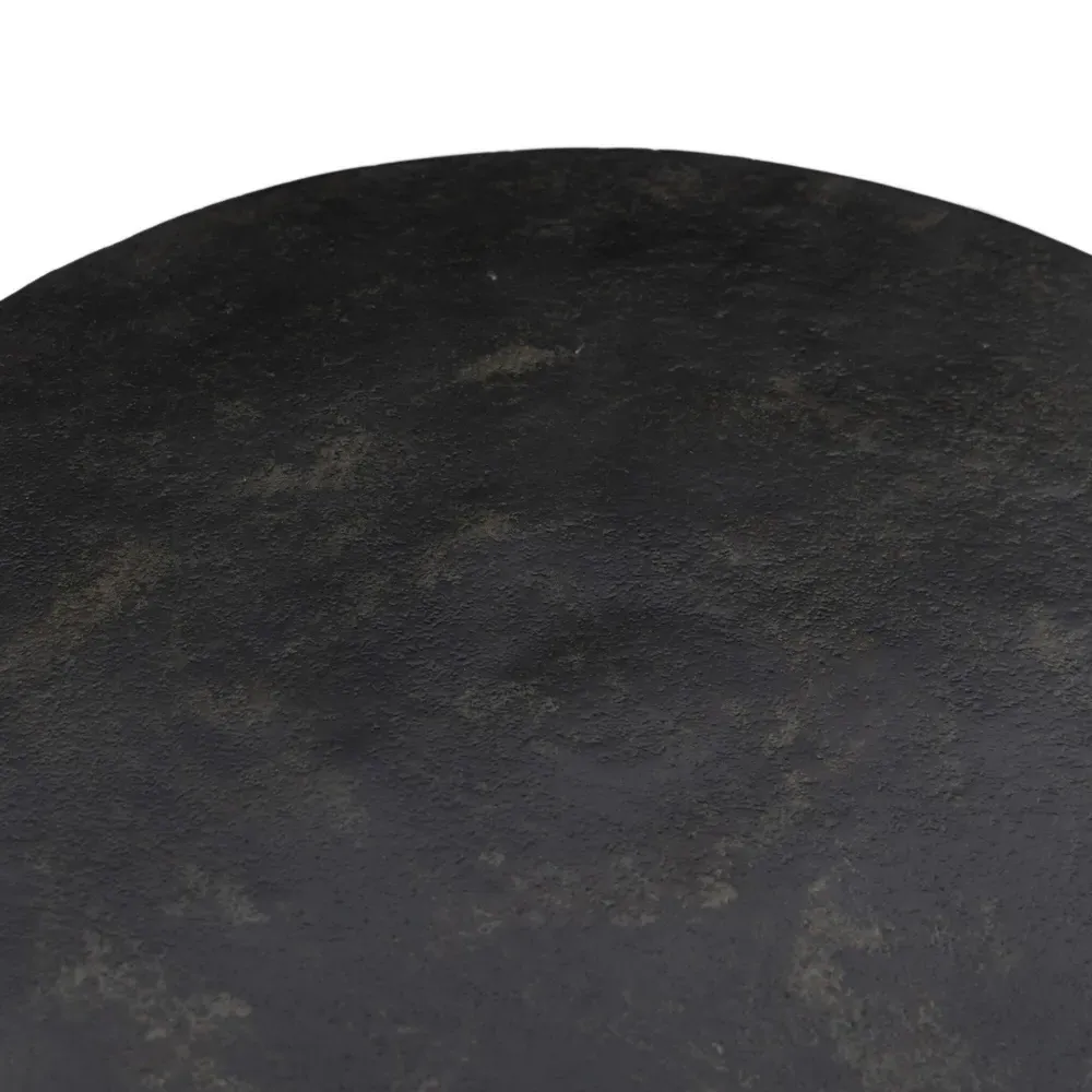 Paz Pedestal Outdoor End Table - Distressed Bronze, Aluminum