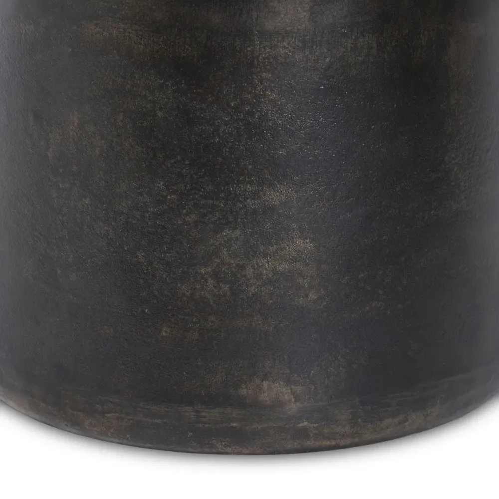 Paz Pedestal Outdoor End Table - Distressed Bronze, Aluminum