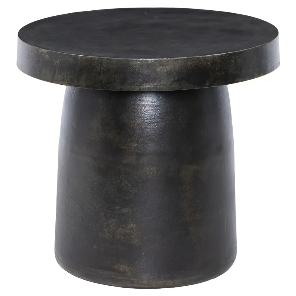 Paz Pedestal Outdoor End Table - Distressed Bronze, Aluminum image