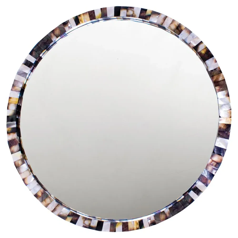 Pearl Coastal Round Wall Mirror - Grey Pearl image