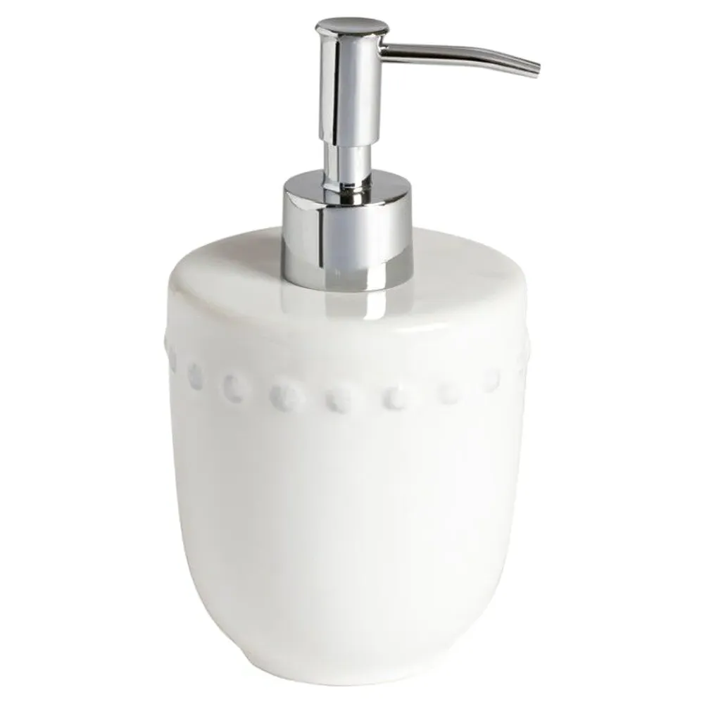Pearl Embossed Edge Soap Pump - White, Stoneware