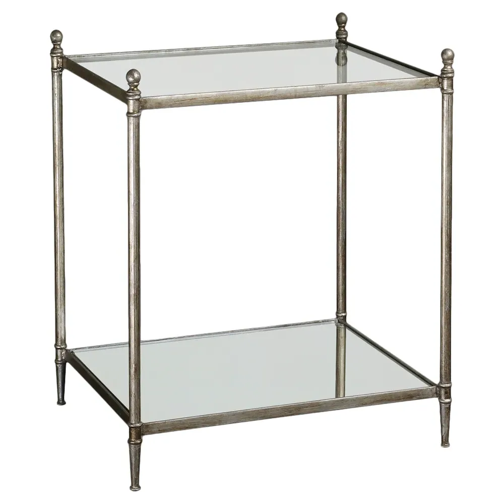 Peba Hollywood Regency Side Table - Silver, Glass image