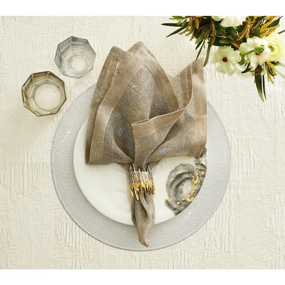 Pebble Round Placemat Set of 4 - Silver, Polyurethane