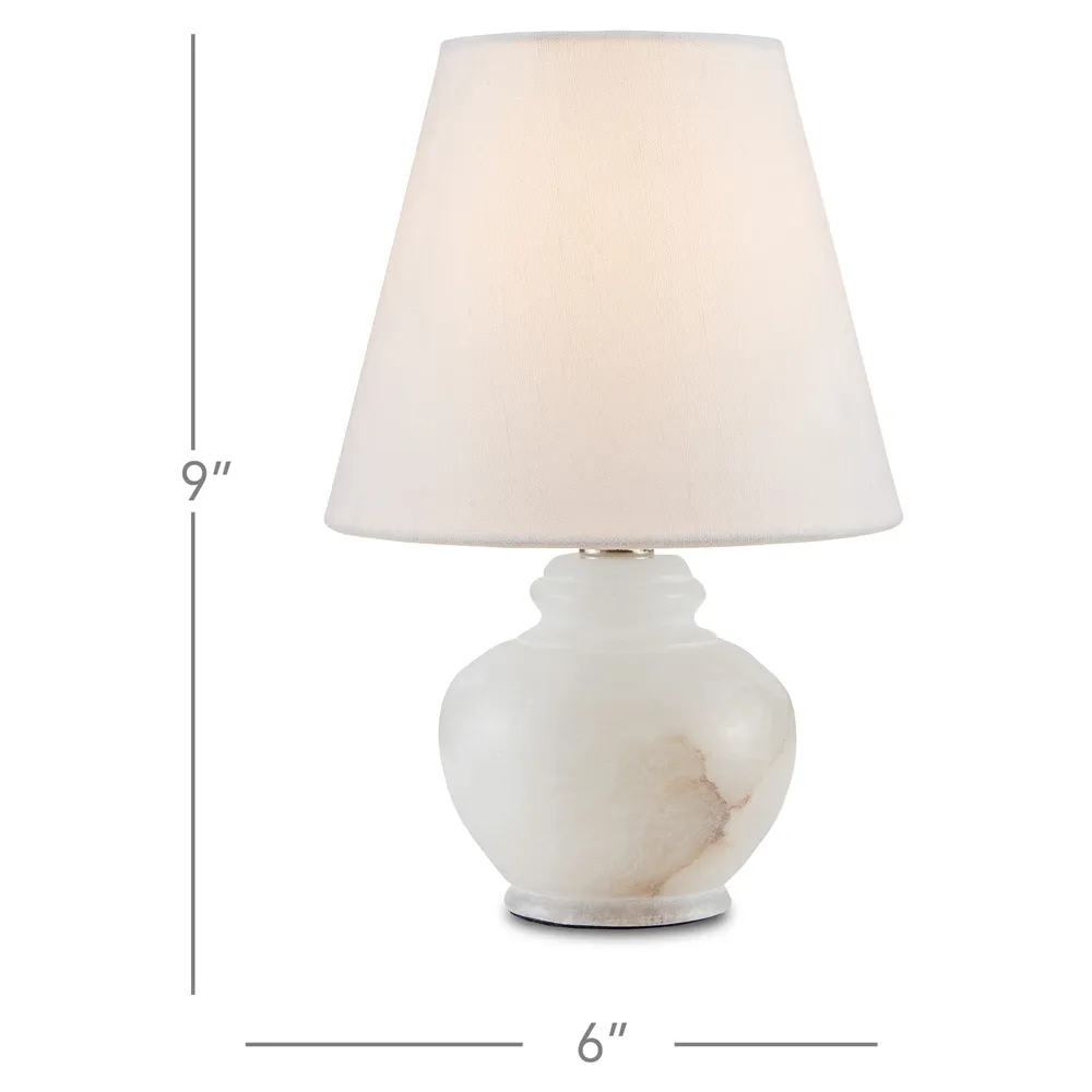 Pemrose Mini Bedside Table Lamp - White, Alabaster