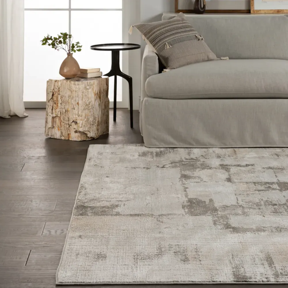 Penelope Abstract Patterned Rug - Cream, Polyester