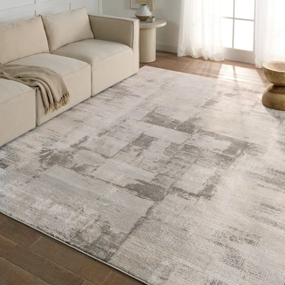 Penelope Abstract Patterned Rug Sample - Cream, Polyester