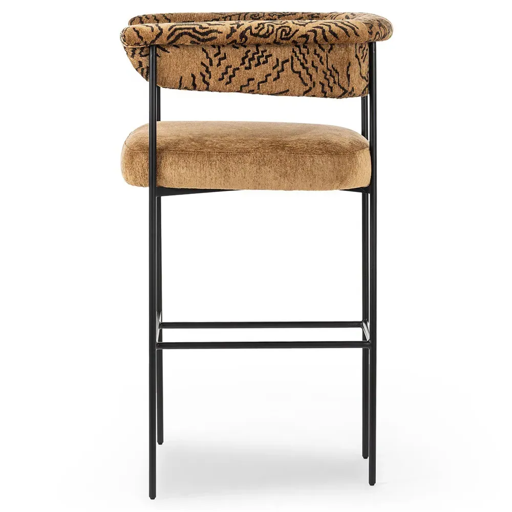 Penelope Barrel Bar Stool - Camel, Iron