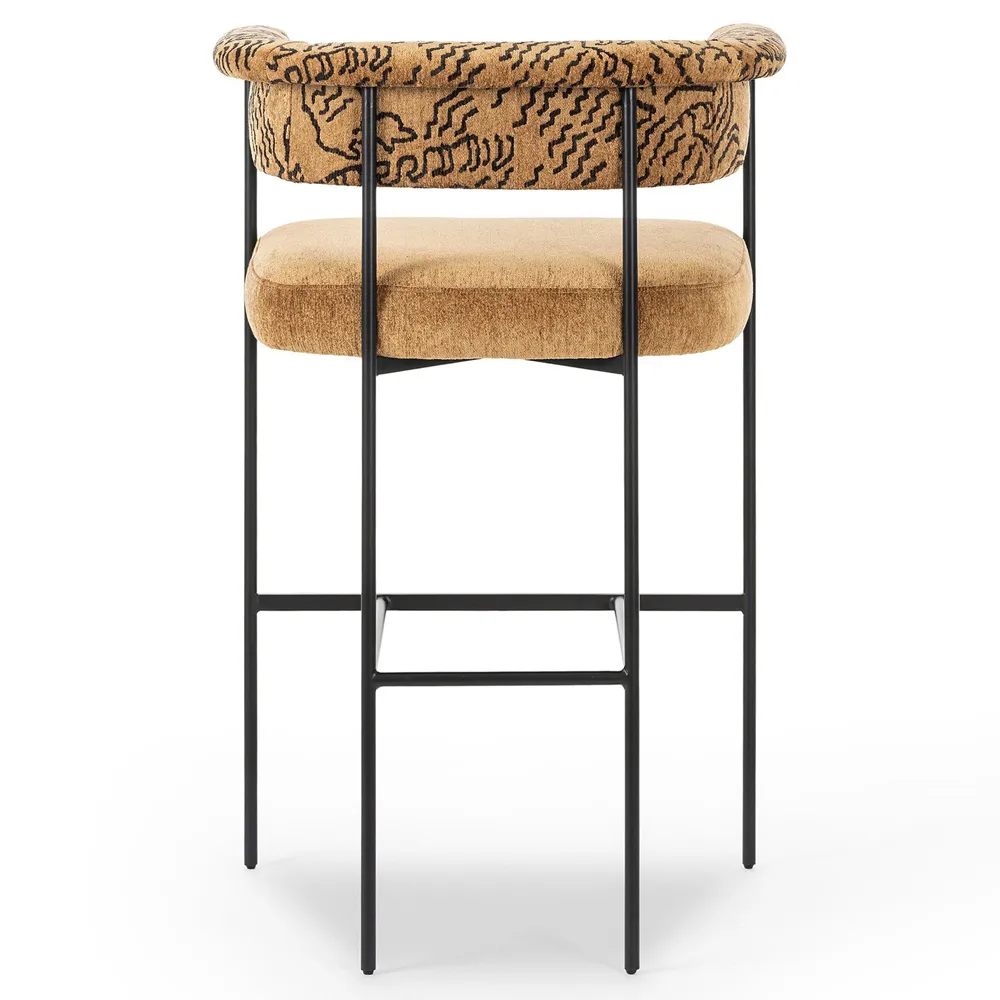 Penelope Barrel Bar Stool - Camel, Iron