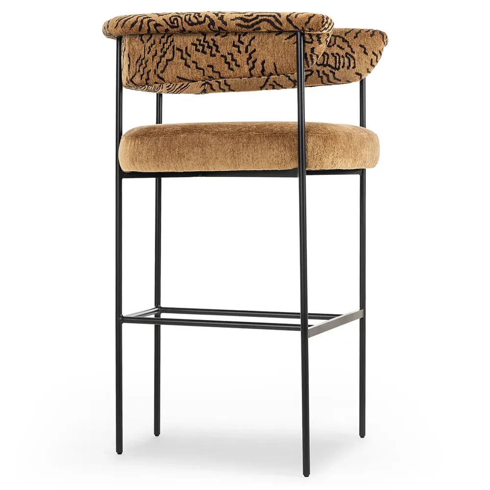 Penelope Barrel Bar Stool - Camel, Iron