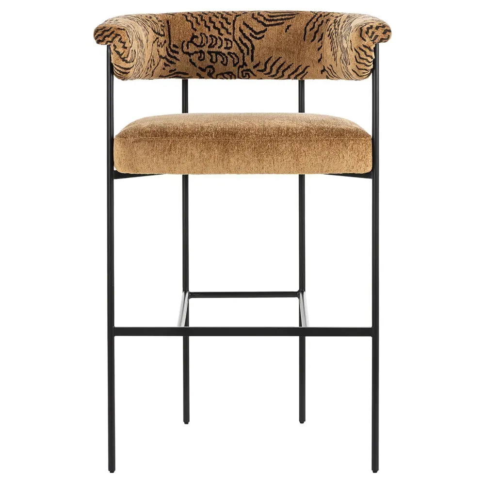 Penelope Barrel Bar Stool - Camel, Iron